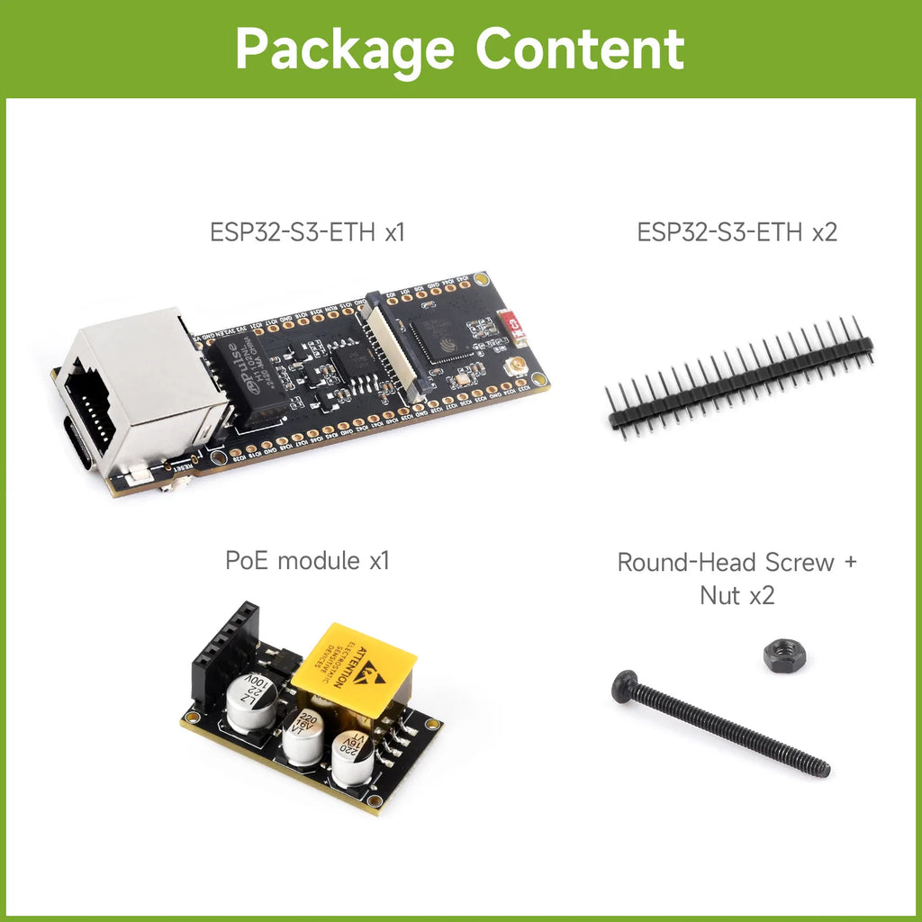 Waveshare ESP32-S3 ETH Development Board, Optional For PoE Module And Camera Module, Onboard TF Card Slot, Camera Interface