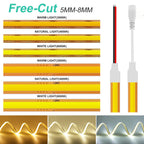 5mm 8mm PCB COB LED Light Strip Free Cut 12V 24V With 2PIN Wire DC Plug 400LEDs/m 3000k 4000k 6000k Flex Lamp 0.5m 1m 5m 10m 20m