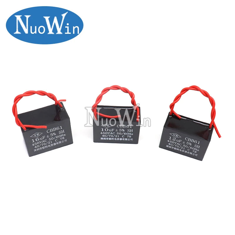 CBB61 450V 1UF 1.2UF 1.5UF 2UF 2.5UF 3UF 3.5UF 4UF 4.5UF 5UF 8UF 10UF 18UF 20UF 25UF Terminal Ceiling AC Fan starting capacitor