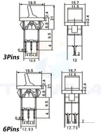 1PCS SH T80-R Series Mini Paddle Toggle Switch Square Snap-in Panel Mount 5A/125VAC