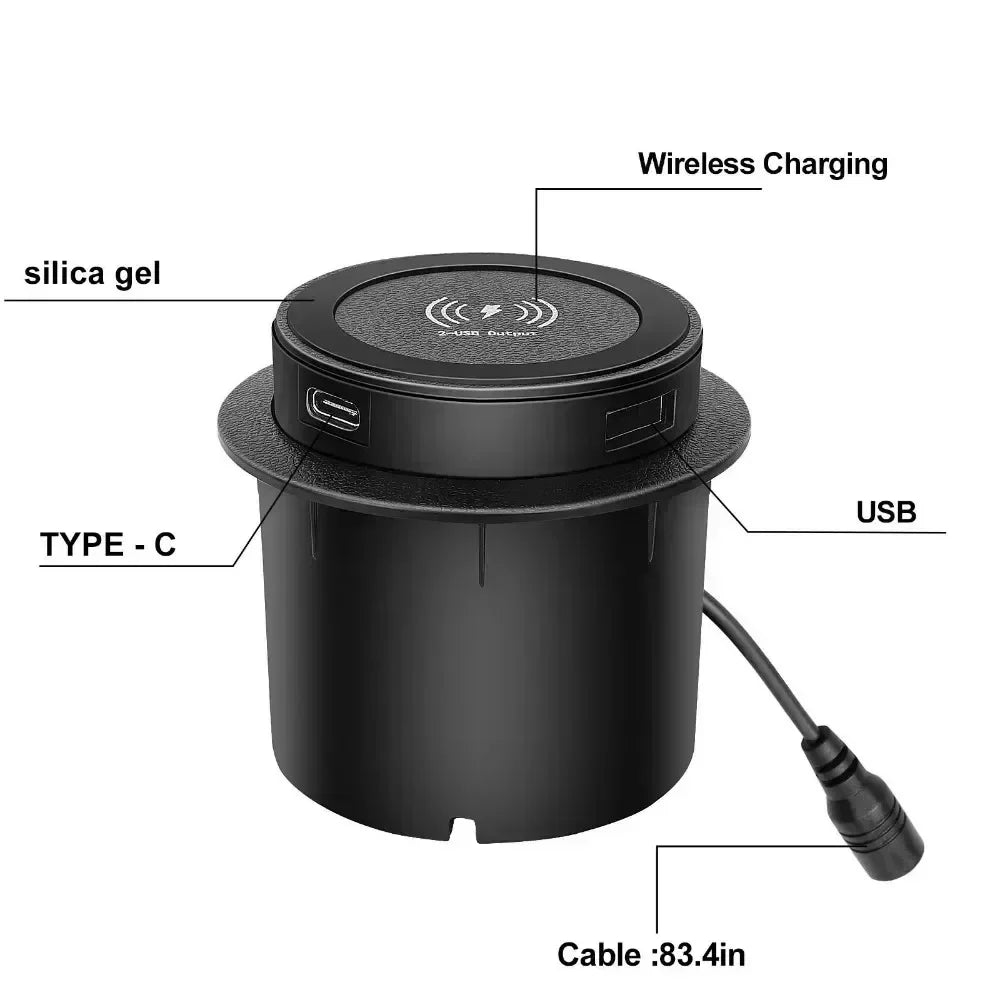 QI 3 in 1 Wireless Charger Built in Type-C USB Ports Desktop Embedded Charging Station for iPhone 13 Xiaomi Airpods Mobile Phone