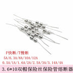 20Pcs 3.6*10 3*10 4*11 Glass fuse Fast/Slow blow 250V 0.5A 1A 2A 3A 3.15A 4A 5A 6.3A 10A 12A with legs F/T type 3.6x10 3x10 4x11