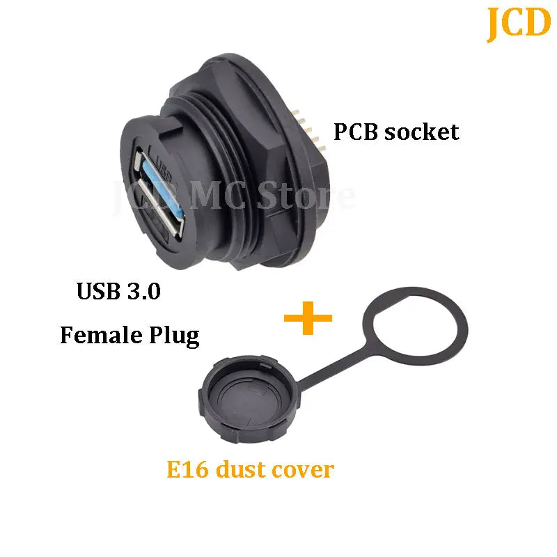 1PC E16 Buckle Waterproof Connector HDMI/USB2.0/USB3.0/RJ45/Type C/MICRO USB Panel Mount DIY Jack with Dust Cover Connector