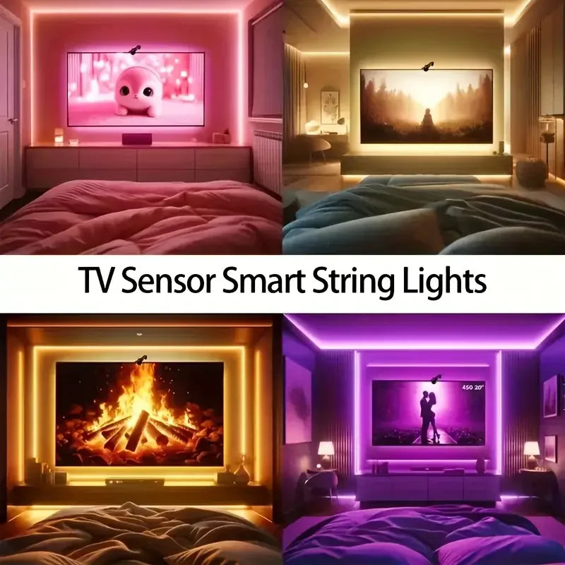 Smart LED TV Backlight Strip with AR Color Sensor App Controller with Music Sync RGB Ambient Light for 55 to 85 Inch Screen