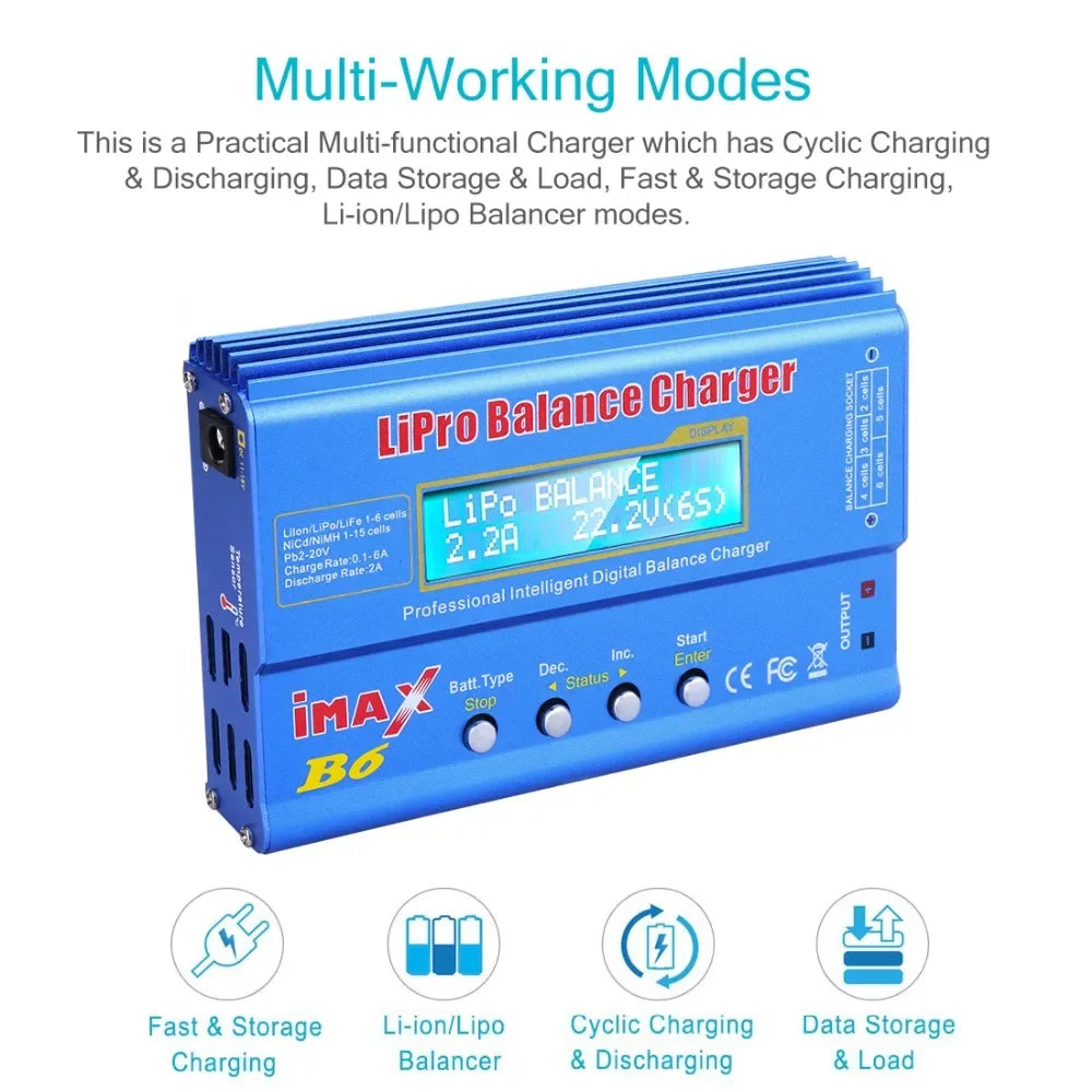 IMAX B6 Digital Battery Pack Charger, an 80W Digital Balance Charger for Aircraft Models, with a Discharge Power of 5W Suitable