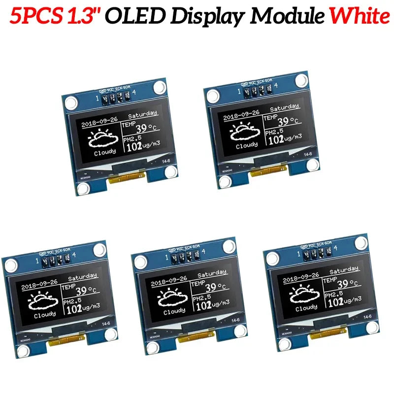 1-10PCS 1.3" OLED Display Module White/Blue Color Drive Chip SH1106 128X64 1.3 inch OLED LCD LED IIC I2C Communicate