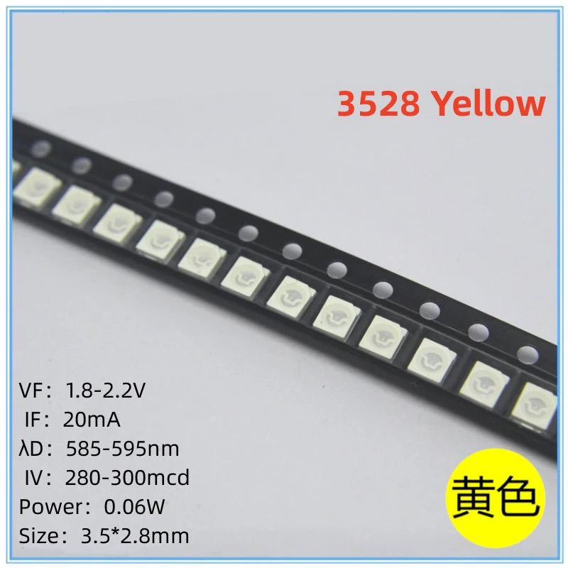 2000Pcs 3528 SMD LED Red Blue Green White Yellow Pink UV RGB LED Lamp Beads Size 1210 Light-emitting Diode High Bright Quality