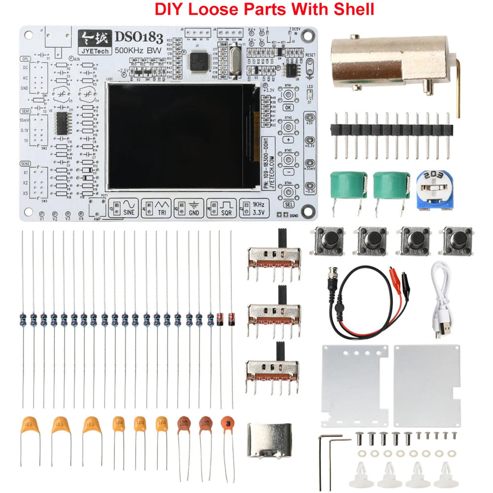 DSO183 Digital Oscilloscope Module DIY Loose Part Teaching Practical Training Electronic Production Kit DC 5V 0-500KHz Type C