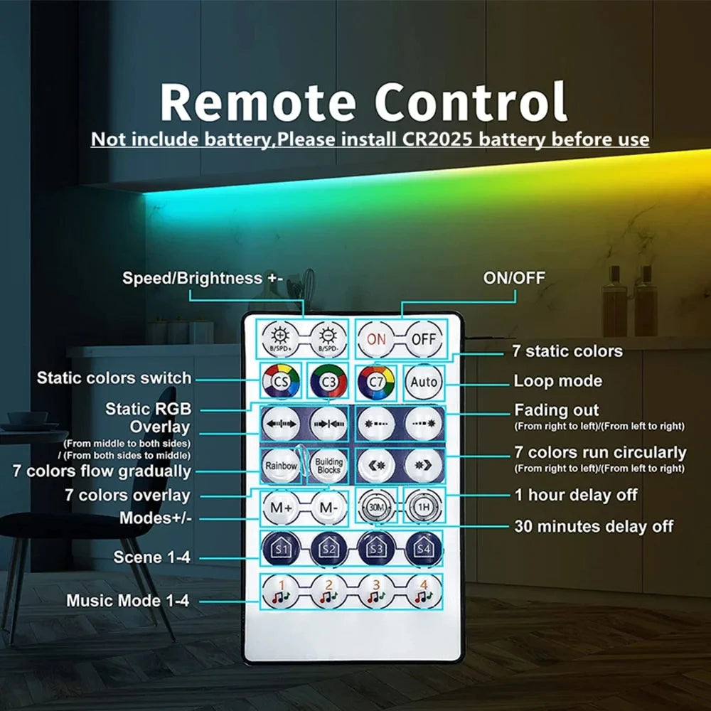 WS2812B LED Strip Bluetooth Wifi Music Controller Kit Individually Addressable Smart RGB LED Tape 30/60/74/96/144Leds/m USB DC5V