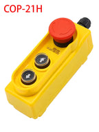 Waterproof COP-21H Lifting Button Control Box with Safety Emergency Stop Push Button Switch for 2.2KW 250V Electric Hoist Crane