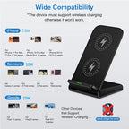 30W Fast Wireless Charger Stand Pad for iPhone 17-11/XR, Samsung Galaxy S25/S26/S21/S20, Xiaomi, Huawei & All Qi-enabled Phones