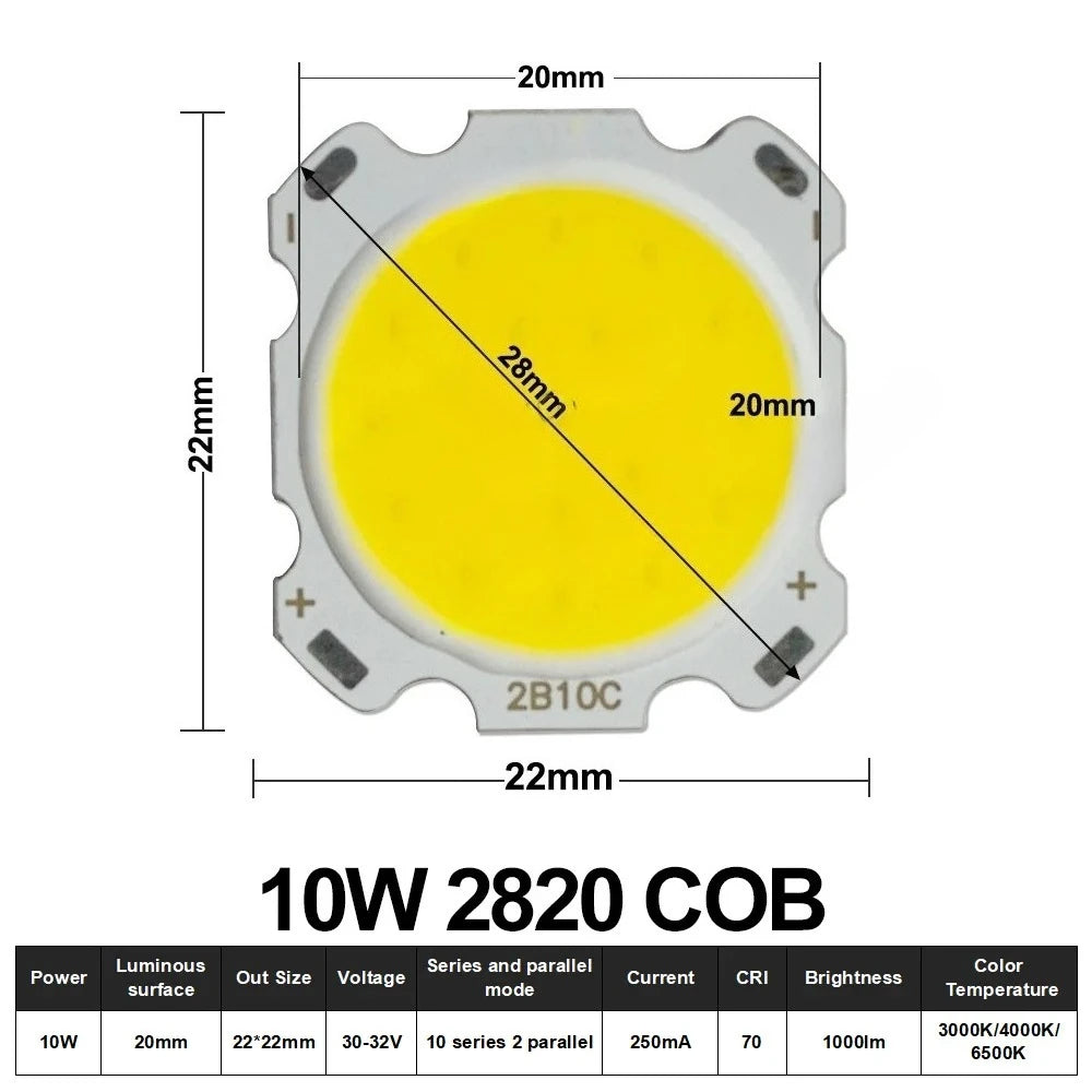 10pcs COB LED 3W 5W 7W 10W 12W 15W 18W 30W 36W Neutral Cold Warm White 13mm 20mm 28mm 1919 Chips Lamp SpotLight Downlight DIY