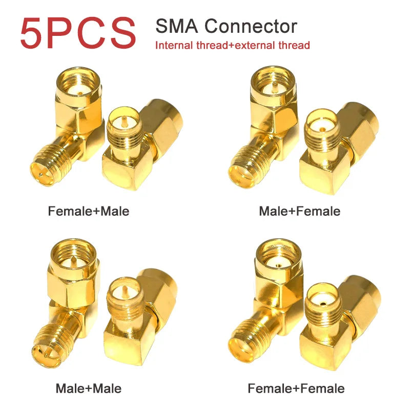 5/20PCS SMA  Adapter Male To Female Connector 90 Degree Coaxial Right Angle for 2G/3G/4G LTE Antenna/Extension