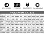 Gdstime 80mm Fan DC 5V 12V 24V 80x80x10MM Brushless Cooling Fan 8010 Double Ball Cooler 8CM Axial Fan for PC Case CPU Cooling