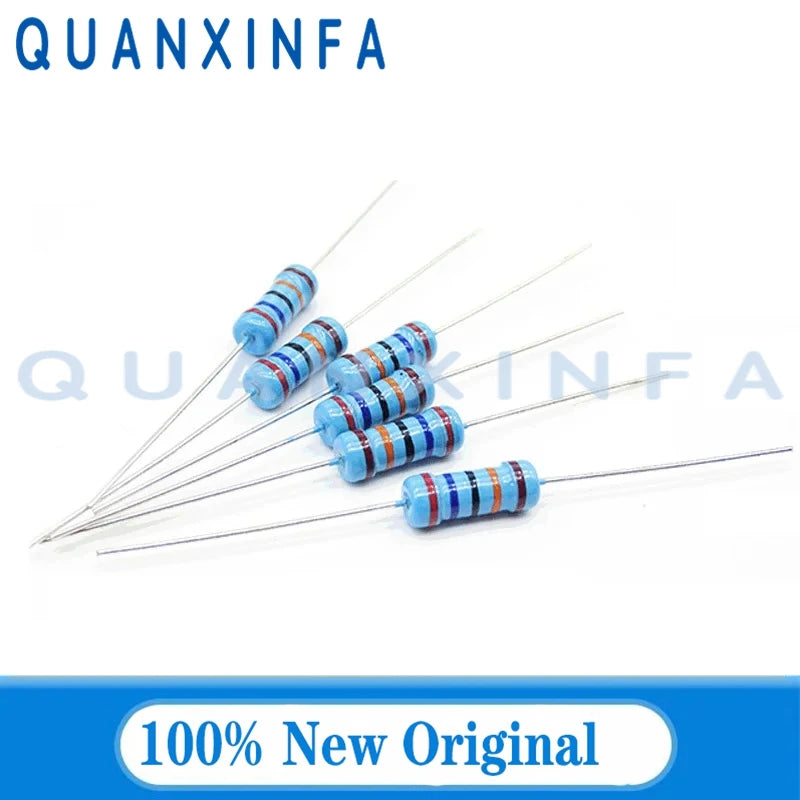 20PCS Metal Film Resistor 1W 1% 10R 100R 220R 1K 1.5K 2.2K 4.7K 10K 22K 47K 100K 100 220 1K5 2K2 4K7 Ohm Resistance 0.1R-2.2M