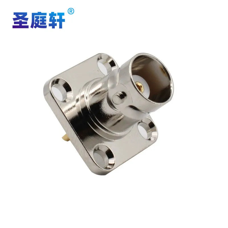 Q9 BNC Female 4Holes Flange Connector BNC Female Jack with 4 Holes Flange Panel Chassis Mount Coaxial Solder Brass Nickel Plated
