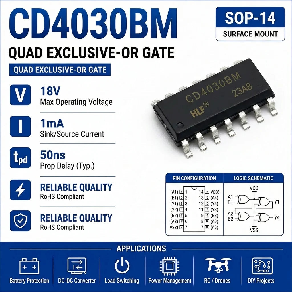 (10 pcs) CD4030BE DIP-14/CD4030BM SOP-14 CD4030 XOR Gate Quad 2-Input CMOS 3V-18V
