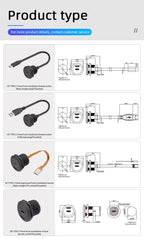 Type-C Bayonet FPC Female Male Back Mounted Socket Version 3.1 Receptacle 10Gbit/s Connector