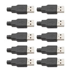 10Pcs USB Type A Connector Male Female 4 Pin Plug Socket With Black White Plastic Cover USB 2.0 Type-A Soldering DIY Kits