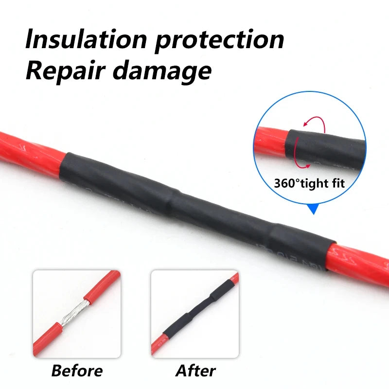 2:1 Heat Shrink Tube Kit Thermoresistant Shrinkage Tubing Wire Wrapping Electrical Connection Cable Insulation Sleeved Protecter