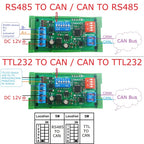 CAN to RS485 RS232 RS422 CANBUS Serial Protocal Converter 2-Way Transparent Data Transmission Module eletechsup CAN4A02 CAN 2.0
