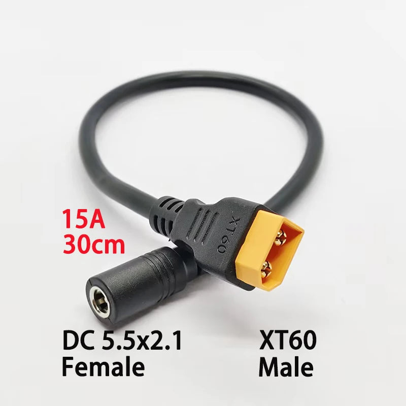 1PC High-quality XT60 Male/Female Connector To DC5.5x2.1/2.5mm Power Cord Adapter For Car Battery Charging Adapter Cord 30CM