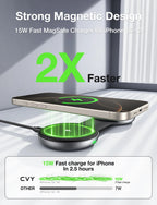 AUFU 3 in 1 Wireless Charging Station Fast Magnetic Foldable Travel Charger Station for iPhone 16 15 14 Pro Apple Watch Airpods