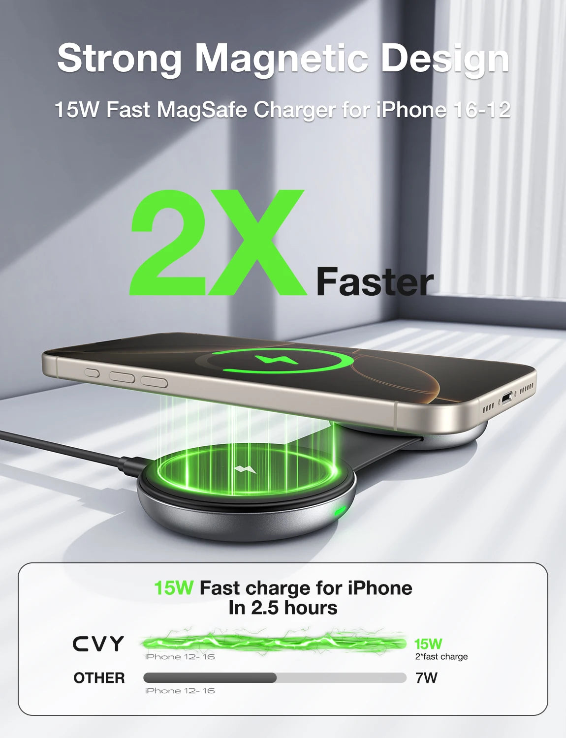 AUFU 3 in 1 Wireless Charging Station Fast Magnetic Foldable Travel Charger Station for iPhone 16 15 14 Pro Apple Watch Airpods