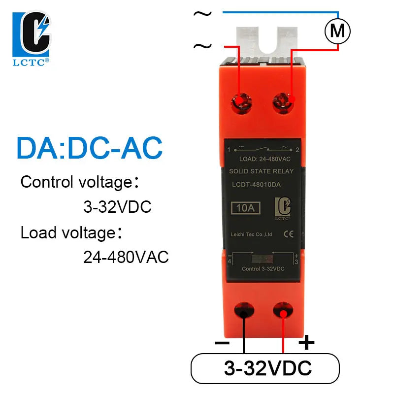 LCTC 10A 25A 40A DIN Rail Solid State Relay Single Phase SSR With Heatsink DC Control AC/ AC Control AC/ DC Control DC