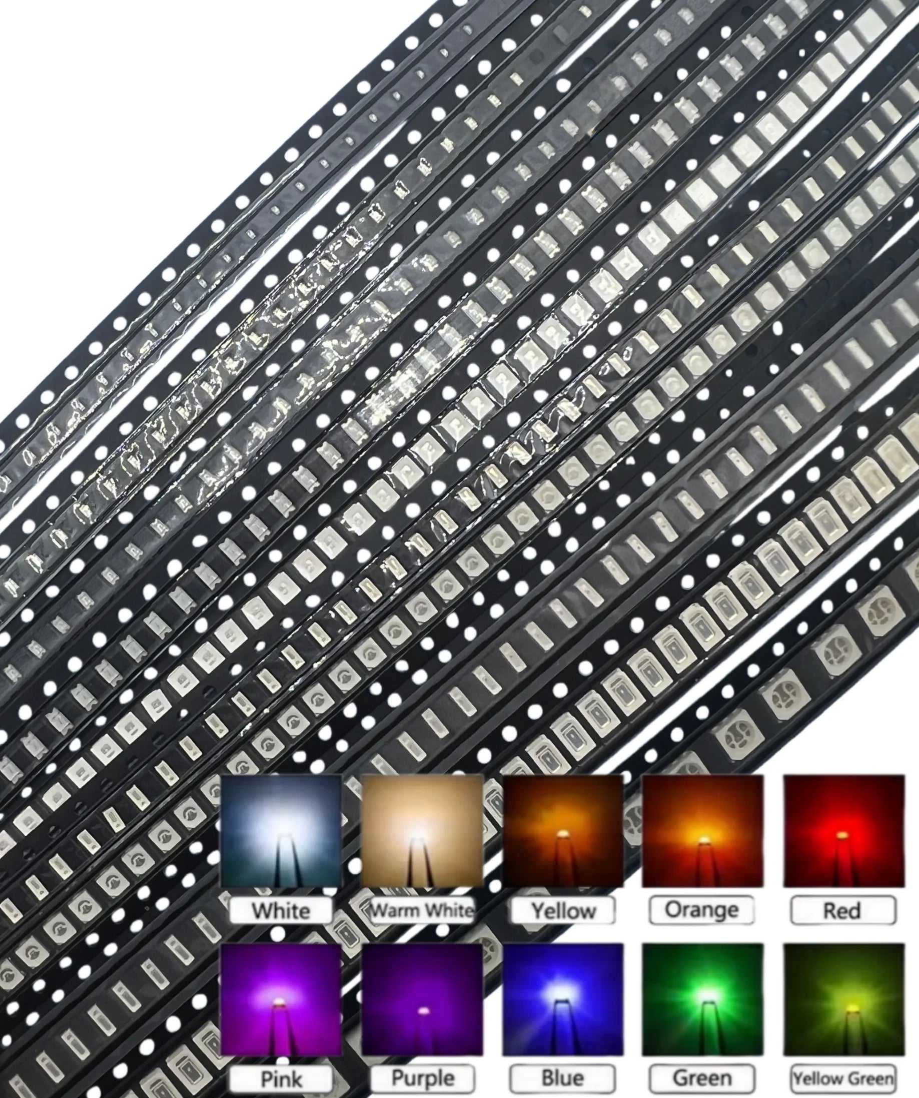 100pcs LED SMD 3528 5050 1210 0402 0603 1206 0805 White Red Blue Warm white Green Yellow Orange  light emitting diode
