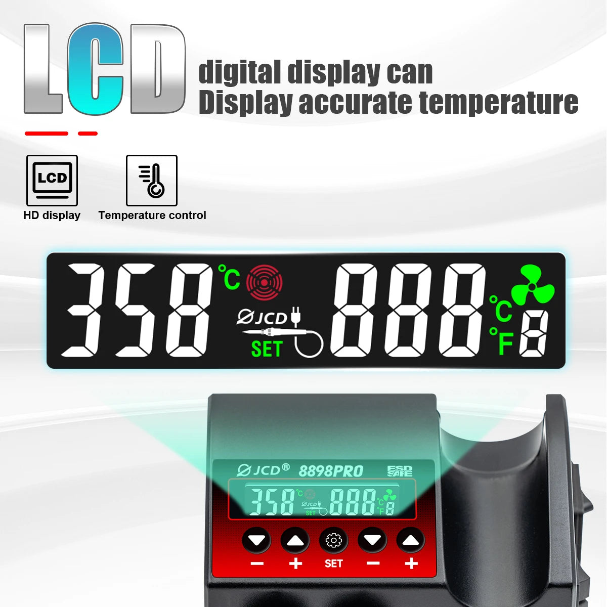 JCD 8898 Soldering Station 2 In 1 Soldering Iron Hot Air Rework Welding Station with Sleep Mode For BGA PCB IC SMD Repair Tools