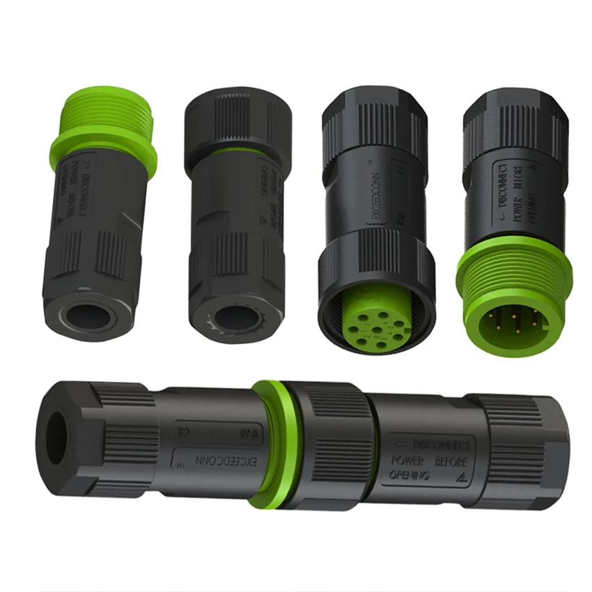 10pcs Exceedconn EC Industrial Aviation Circular 2 Core M20 2Pin Electrical Connector Waterproof  10A 15A Docking Cable Adapter