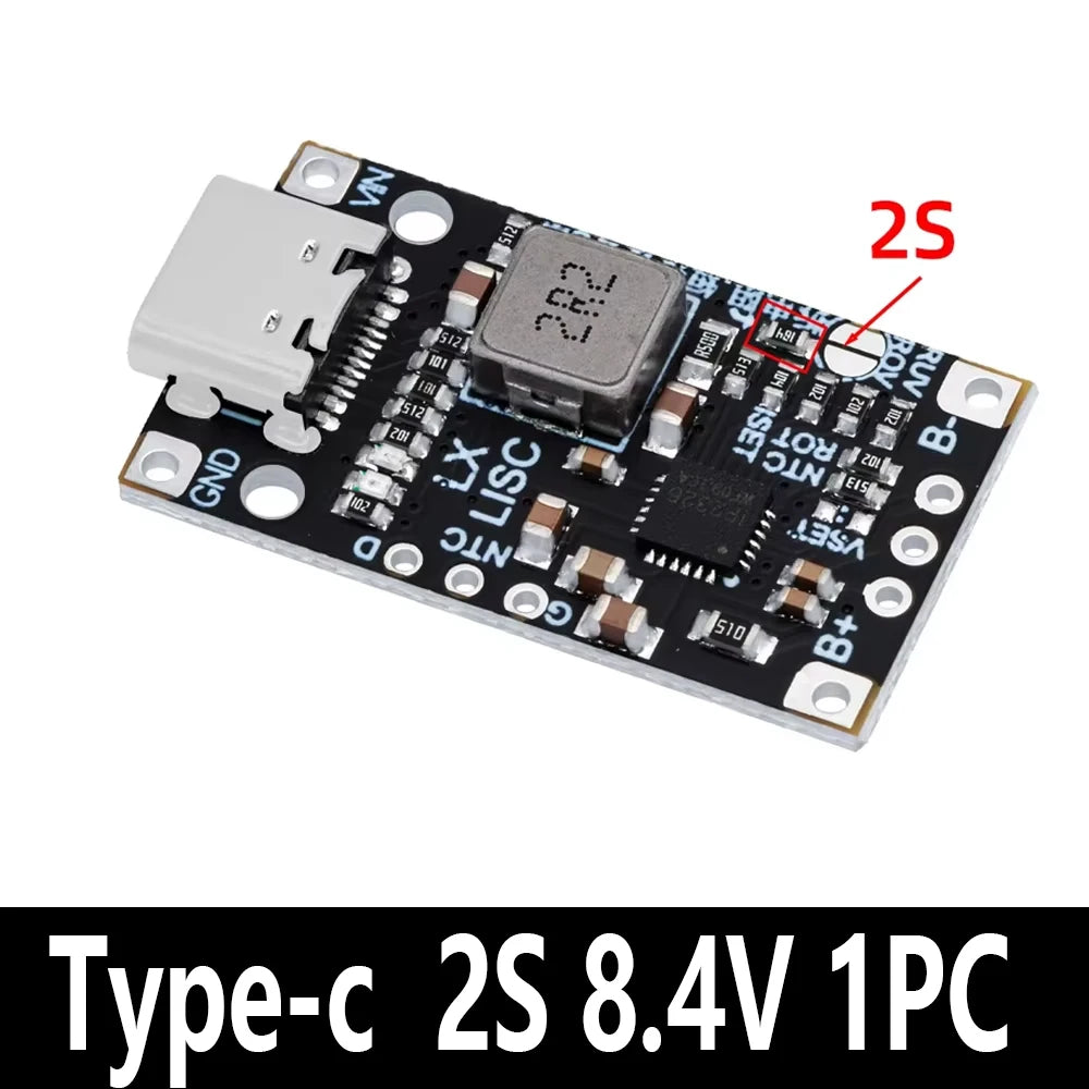 Lithium Battery Charging Boost Module with Balanced Support, Fast Charge with Indicator, 2S, 3S, Type-C BMS, 15W, 8.4V, 12.6V,