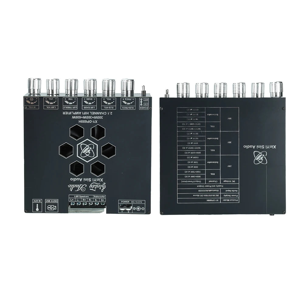 2 1 Channel High Power Subwoofer Amplifier XY DP600H Dual TPA3255 Chip DC 19 51V 10A Bluetooth AUX U Disk Input Cooling Fan