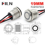 High Current 19mm 22mm 20A 12V 24V 110V 220V IP68 Waterproof Flat Ring Round Push Button Switch Metal Stainless Steel 20cm Wire