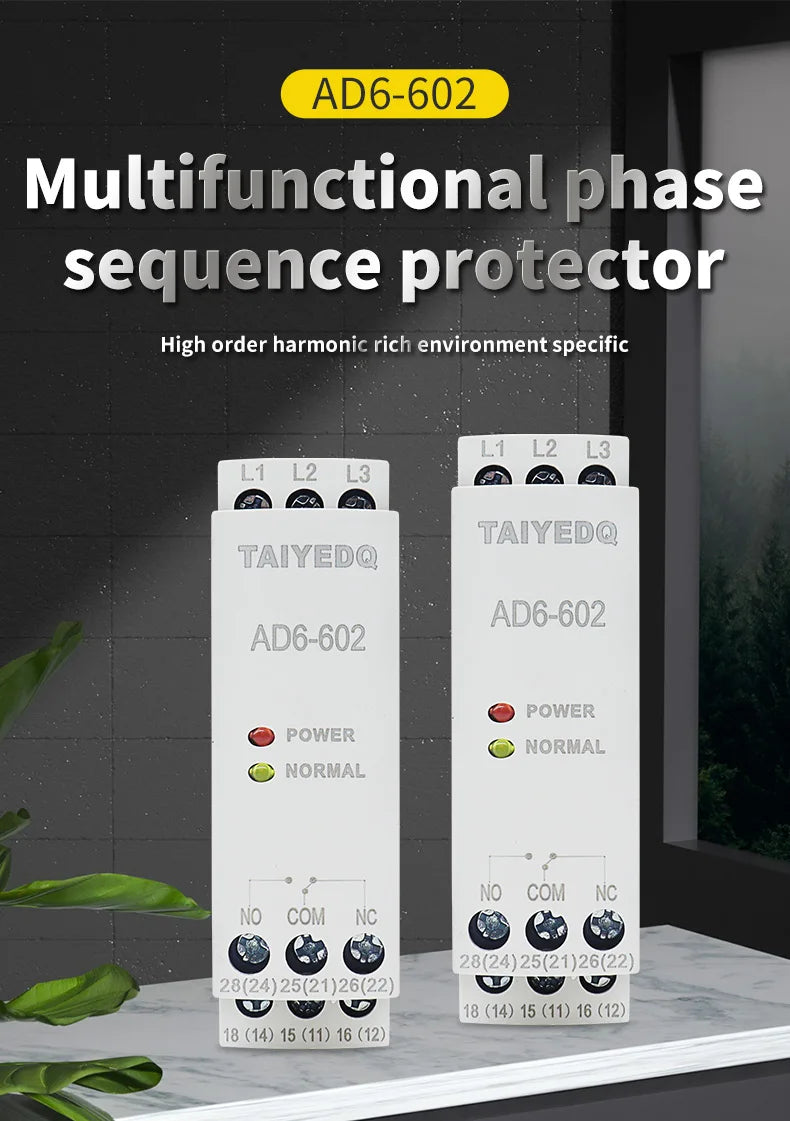 Three-Phase Voltage Phase Sequence Multifunctional Protector Relay 2NO2NC 200-500VAC Automatic Reset