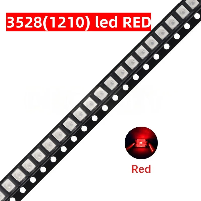 100Pcs 3528 SMD LED Diode Chip Warm White Red Green Blue Orange Yellow Pink UV Purple RGB PLCC2 PLCC-4 Lamp Light Beads Emitting