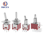 5MM Mini Toggle Switch SMTS-102 250V/1.5A SPDT 3/6 Pin On On 2/3 Position Red Color Stitch Pins SMTS-202 ﻿