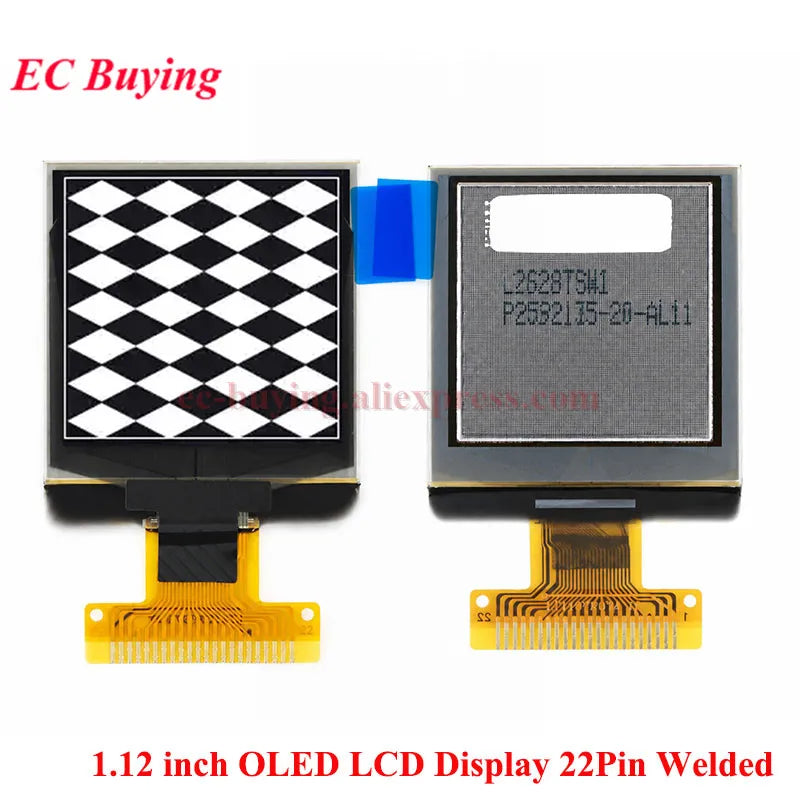 1.12 inch OLED Display LCD Screen Module 1.12'' SH1107 Driver IC I2C SPI Serial Port 128x128 Dot Matrix White Bare 22PIN/20PIN