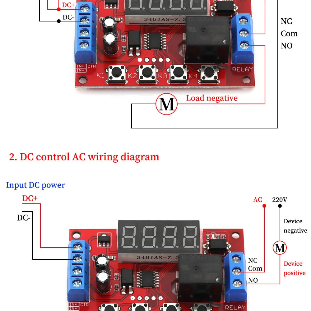 DC 5V 12V 24V 10A Adjustable Time Delay Relay Module LED Digital Timming Relay Timer Delay Trigger Switch Timer Control Switch