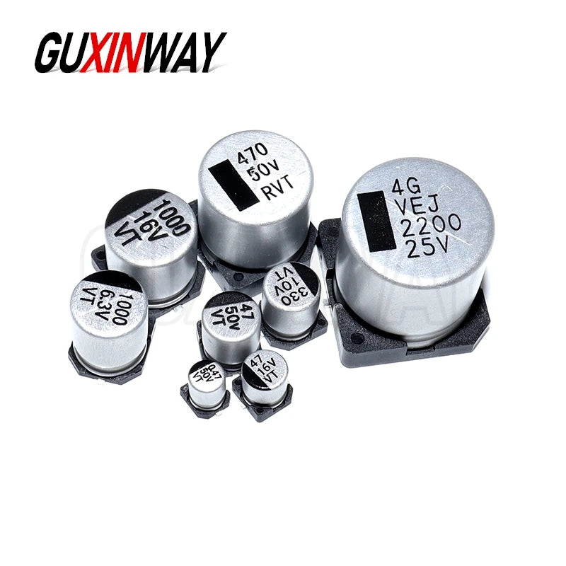 10PCS SMD Aluminum Electrolytic Capacitor 6.3V 10V 16V 25V 35V 50V 1UF 2.2UF 10UF 22UF 47UF 100UF 220UF 470UF 1000UF