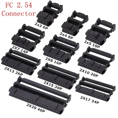 10PCS FC-6/8/10/12/14/16/18/20/30/40/50/64 PIN Female Header IDC Socket Connector 2.54MM Pitch FOR 1.27MM Ribbon Cable Connector