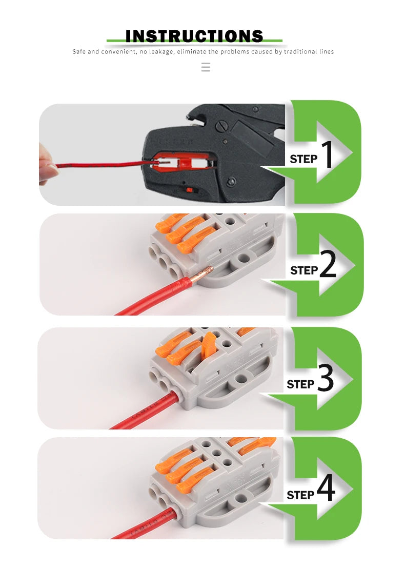 Quick Butt Lever Crimp Terminals Wire Connectors 2-12 Way With Fixing Holes Push-In Universal Compact Electrical Terminal Block