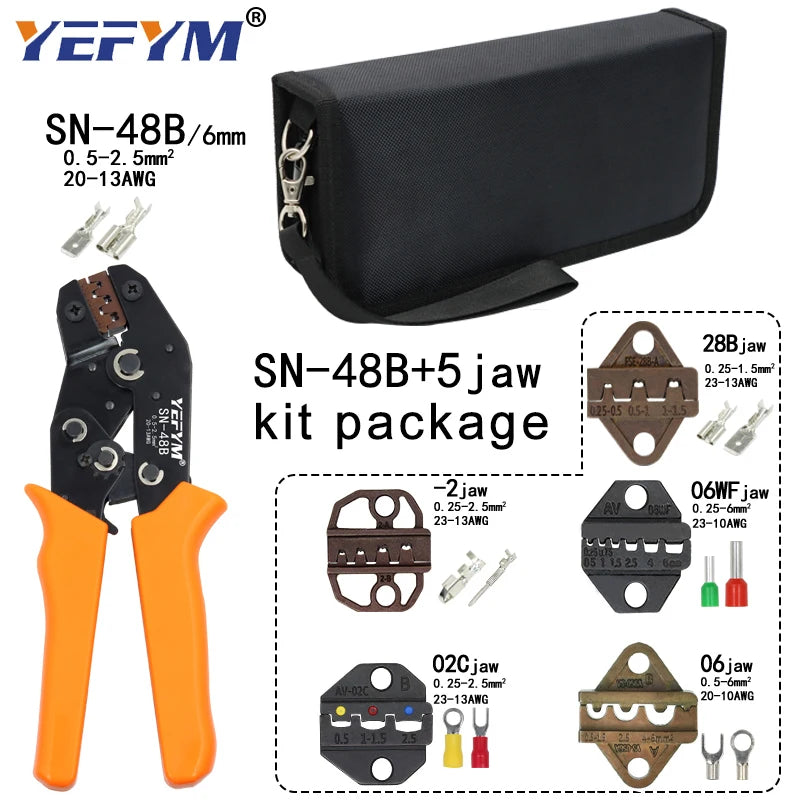 SN-48B Crimping Plier 0.5-2.5mm2 20-13AWG SN-28B/48B/2 Dupont XH2.54 KF2510 SM 2.54 3.96 TAB 2.8/4.8/6.3 Plug Type Terminal