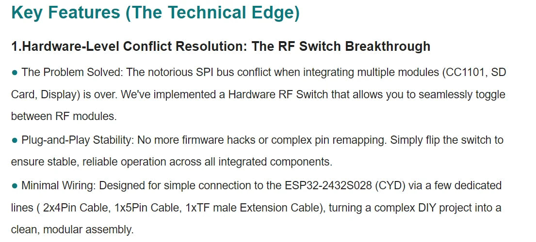 Multi-Band NM-RF-Hat Companion Hat RF for CYD Bruce TX/RX NRF24 PN532 433M CC1101 IR Power Mgmt TF Slot OOK ESP32-2432S028