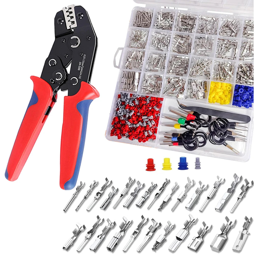 660pcs Pin Connector 1/1.5/1.8/2.2/2.8/3.5/4.8/6.3mm Automotive Wire Terminal Male and Female Non Insulated Plug Disassembly Kit