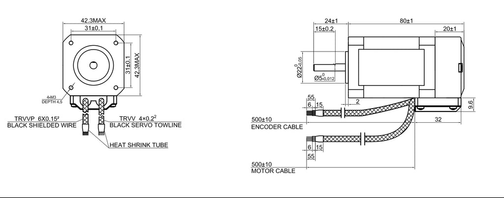 STEPPERONLINE Nema 17 Closed Loop Stepper Motor Kit 0.8Nm Nema17 Stepper Motor and Servo Driver CNC Kits