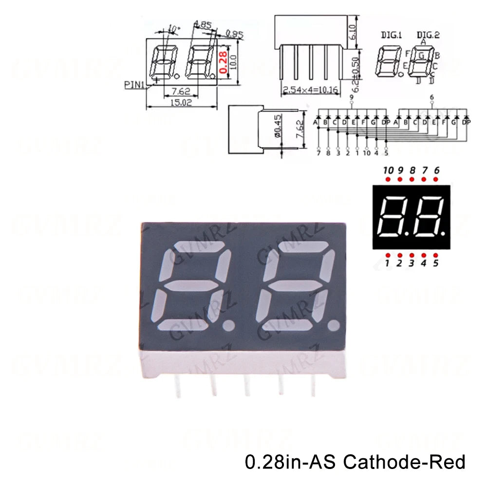 2PCS/5PCS Digital tube Common AnodeCathode Red 1 2 3 4 Bit digital Tube 0.28inch LED Display 7 segment