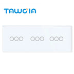 TAWOIA 1/2/3 Gang Touch Switch Double Light Switch Triple Sensor Switch 1Way EU Standard Glass Panel Blue backlight White Series