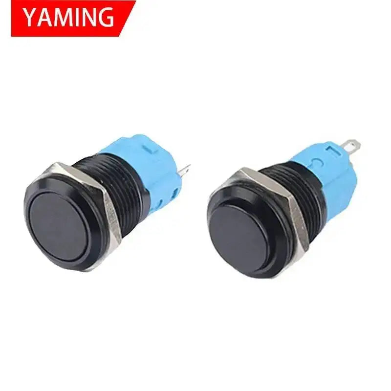 10pcs 16/19/22mm Black Metal Push Button Switch 1NO 1NC Momentary Reset Locking Latching Flat High Round On Off 3 Pins Terminal
